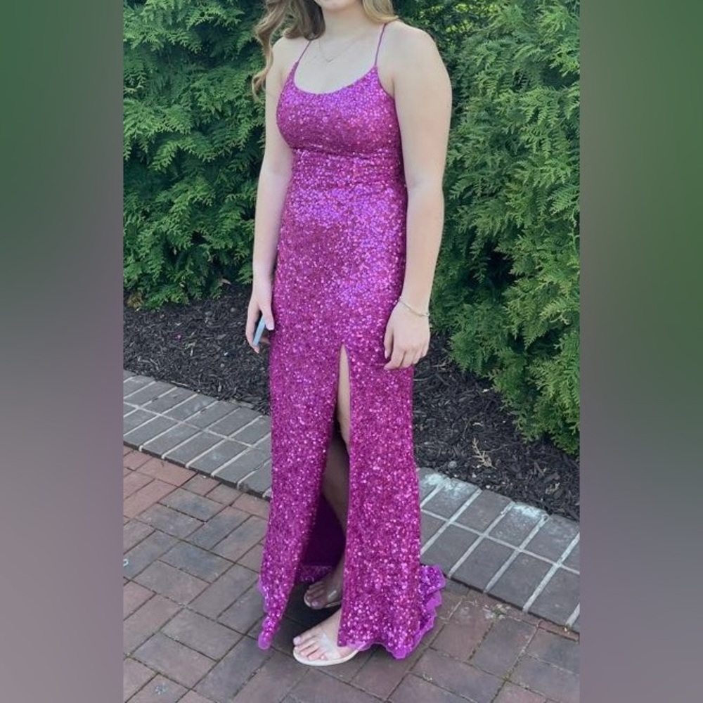 Purple Sequins Prom Dress